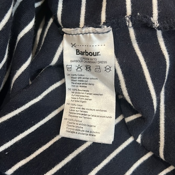 Barbour Causeway Cotton T-Shirt Dress  Blue White Stripe Size 8 Fisherman Preppy - Picture 5 of 7